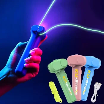 Licht Spielzeug String Glow In The Dark String Seil Launcher Leuchtende Tragbare Handheld String Stress Relief