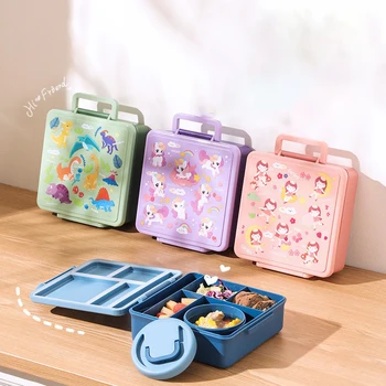 Lunchbox für Kinder, Cartoon-Fruchtsalat, Bento-Box mit Geschirr, tragbar, für Studenten, Büroangestellte