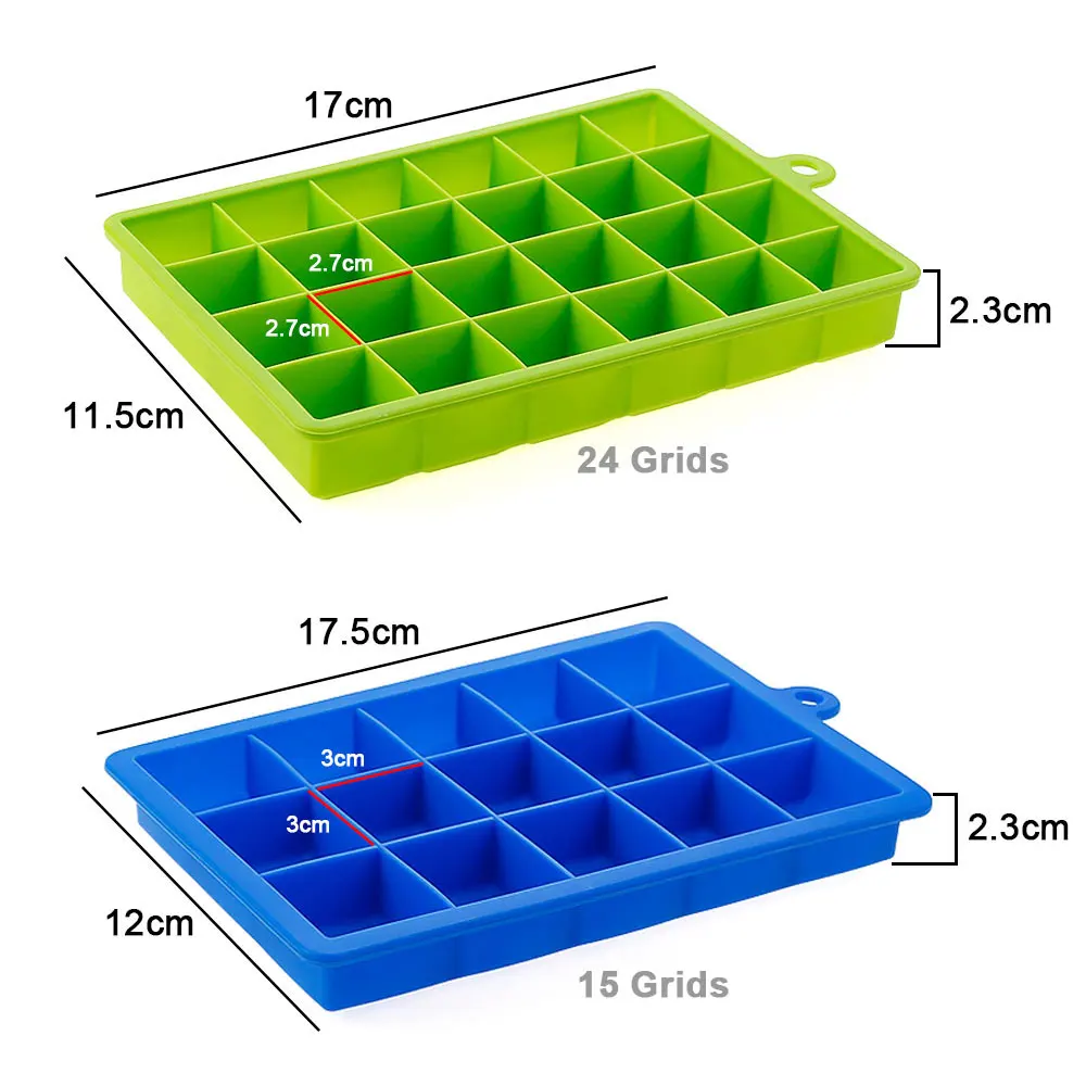 Silikonwelt Silikon-Eiswürfelform, 15/24 Gitter, quadratisch – Bild 6