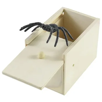 Simulation Spinne Mit Holz Box Kinder Gefälligkeiten Heikles Streich Witz Spielzeug Spukhaus Horror Requisiten