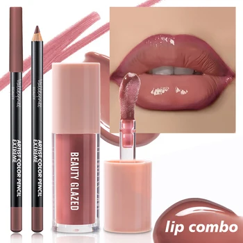 Samtstruktur-Lippen-Make-up, mattierter Effekt, rote, braune Farben, schafft ein (2 Stück)