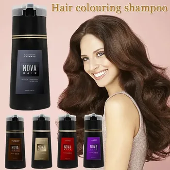 Nova Haarfärbung 3-in-1 Haarpflege-Shampoo Natürliche Schnelle Weißhaar-Färbung Schwarze Haarfarbe