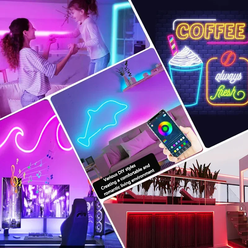 RGB Neon LED Streifen 1/2/3/5M IP65 Wasserdicht DIY USB Neon – Bild 6