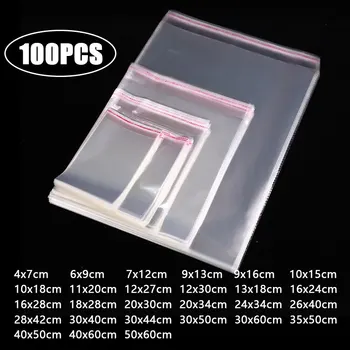Opp Selbstklebende transparente Plastiktüte Kleidung Schmuck Verpackung Selbstklebende Keks (100 Stück)