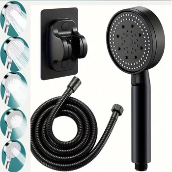 Badezimmer-Waschtischarmatur, Kopf der Dusche, Hochdruck, 5 Modi, verstellbar, mit Schlauch, wassersparend