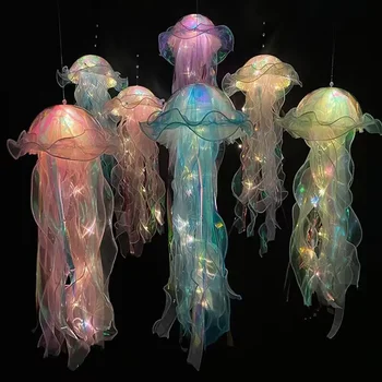 DIY Quallen Laterne unter dem Meer bunte Quallen Lampe Mädchen Schlafzimmer Atmosphäre Dekoration Lampe