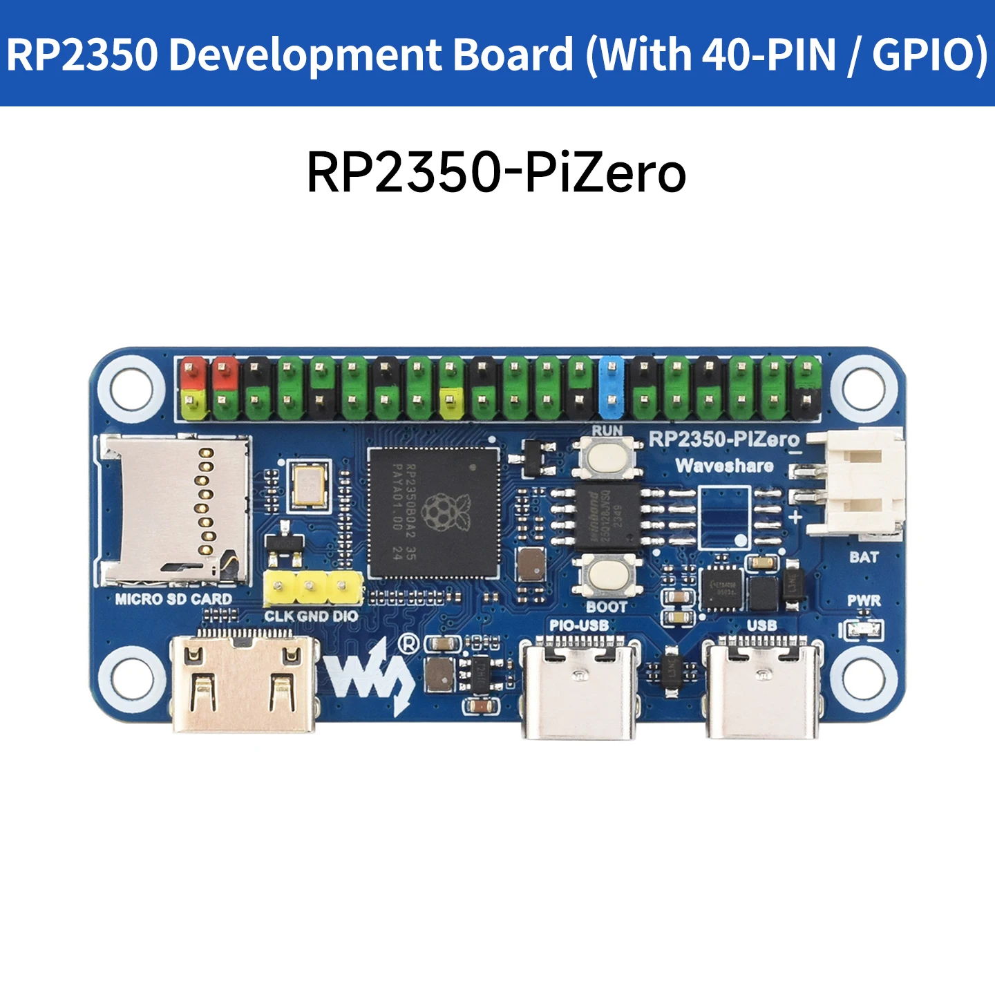 RP2350-PiZero Board, Dual-Core, 40-Pin-GPIO, Pico-2-kompatibel