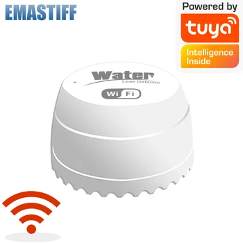 WLAN-Wasserleck-Detektor, Leckagesensor, Alarm, 40 dB Ton, kompatibel mit Tuya Smart App, Hochwasser-Alarm