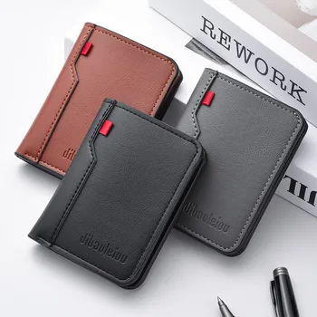 Ultra-dünne Mini Weiche PU Leder Kreditkarte Brieftasche Halter Kurze Vertikale männer brieftasche