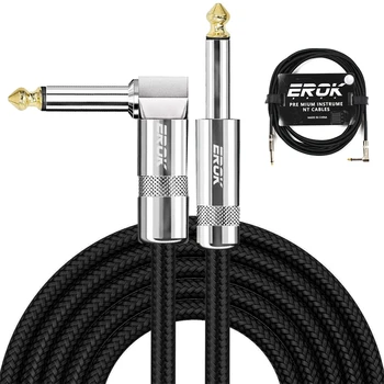 EROK 1/4 Zoll Instrumentenkabel, 90 Grad rechtwinklig bis gerade, 6,35 mm Stereo-Audiokabel für E-Gitarre