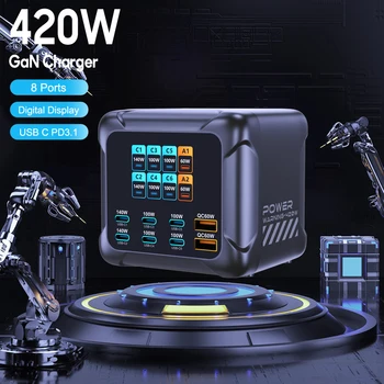 GaN Ladestation 420 W, PD 3.1 140 W, PPS, mit Digitalanzeige