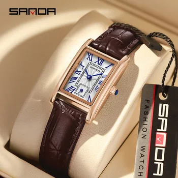 Sanda 1116 Neue Mode 2023 Elegantes Design Rechteckiges Zifferblatt Wasserdicht Quarzwerk Business Damen