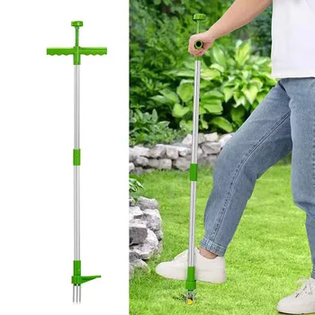 Grasszieher, stehender Gemüsegräber, manuelle Unkrautentfernung, langer Griff, abnehmbar, mit Fußpedal