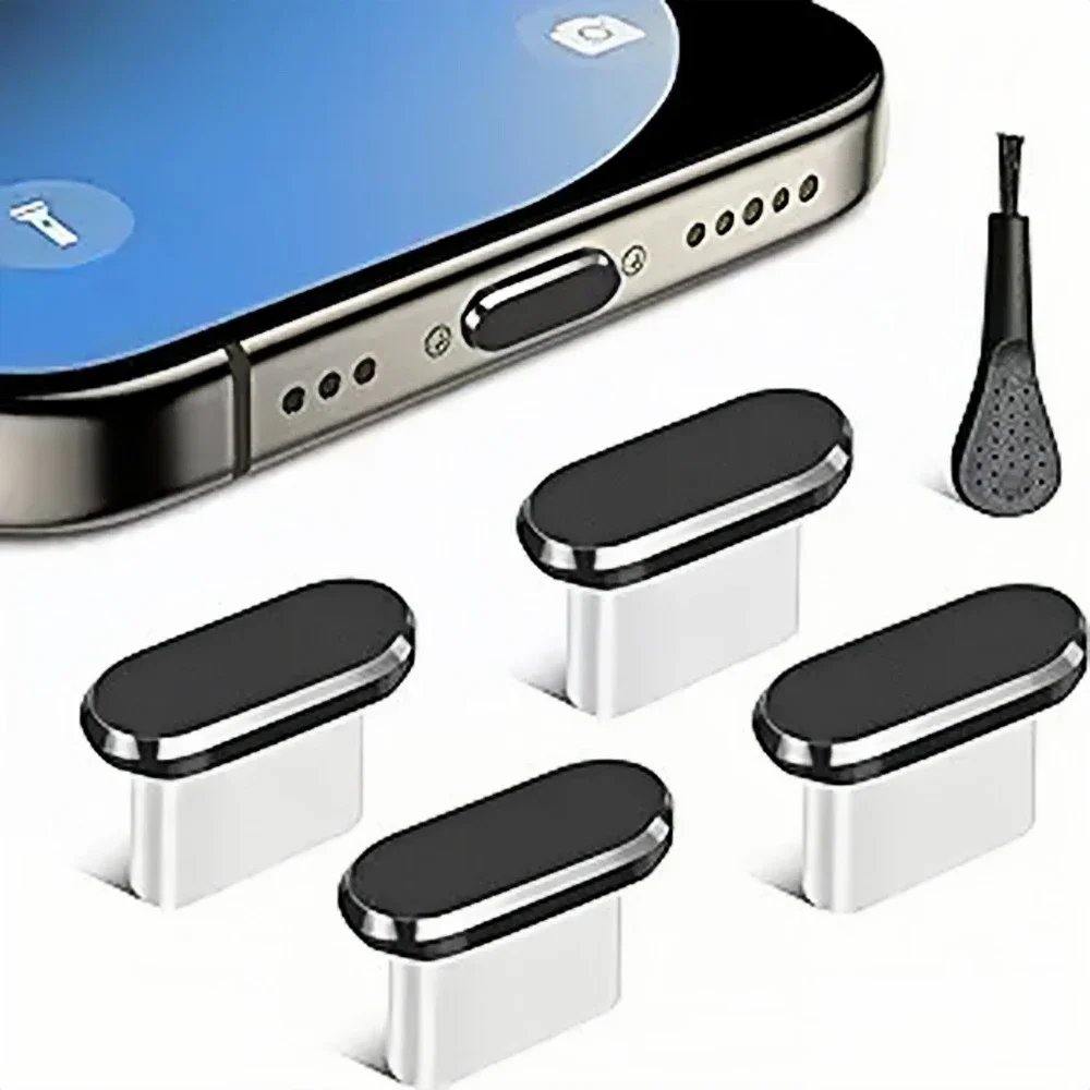 USB-C Staubschutz-Stöpsel mit Reinigungspinsel, 4 Stück