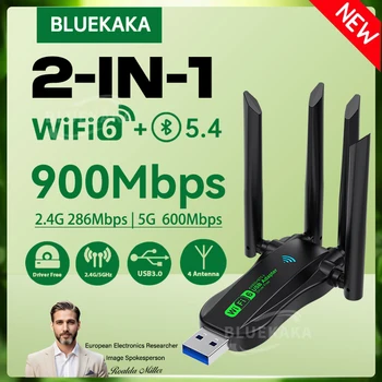 2in1 WiFi6-Netzwerkkarte 2,4G und 5GHz Bluetooth5.4 Wi-Fi-Dongle AX900Mbps USB3.0 Drahtloses Netzwerk