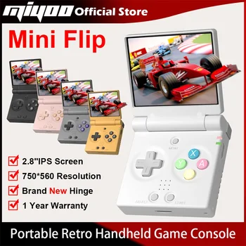 MIYOO Mini Flip Retro Handheld Spielkonsole Mit Neue Scharnier 2,8''IPS Bildschirm Tragbare Videospielkonsolen