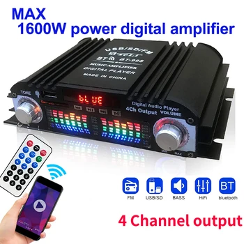 1600 W Spitzenleistung HiFi-Soundverstärker Digitaler 4-Kanal-Audioverstärker Bluetooth Karaoke-Player