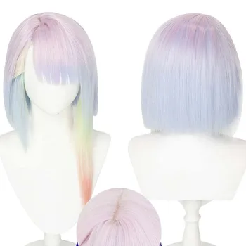 45 cm Lucy Cosplay-Perücke, Anime-Cosplay, Lucyna Kushinada, mehrfarbiger Farbverlauf, hitzebeständige Perücke