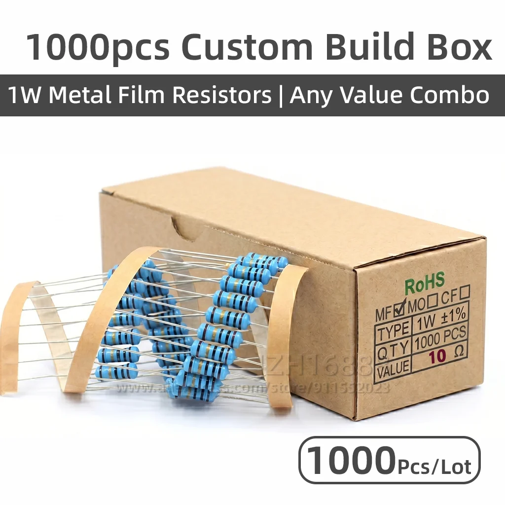 1000 Stück 1W Metallfilm-Widerstände 1% Durchsteckmontage