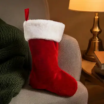Plüsch-Weihnachtsstrümpfe für Geschenke Feiertagsdekoration Hängende Taschen 18 Zoll Weihnachtsstrumpf