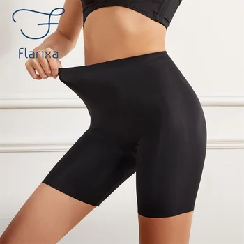 Flarixa Nahtlose Shorts mit hoher Taille für Frauen, Bauchkontrolle, Hip-Lift, Eisseide, Sicherheitshose