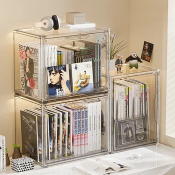 Transparente Aufbewahrungsbox Organizer Bücherregal Album CD Desktop Staubdichter Vitrinenschrank