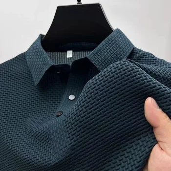 Männer Business Casual Kurzarm Knochen Blume Einfarbig POLO-Shirt Mode Atmungsaktive Komfortable Sommer