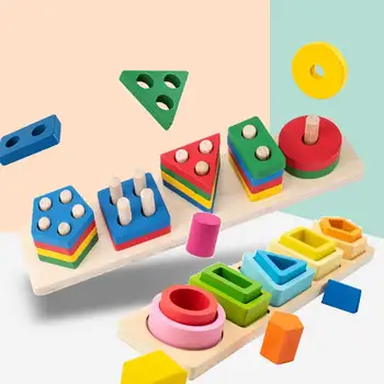 Montessori-Holzspielzeug für Kinder, Sortier- und Stapelspielzeug aus Holz für Babys und Kleinkinder