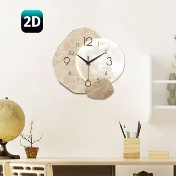 Moderne, schlichte, geräuschlose Wanduhr, Monddesign - Quarzwerk, Holzmaterial, für Schlafzimmer, Wohnzimmer