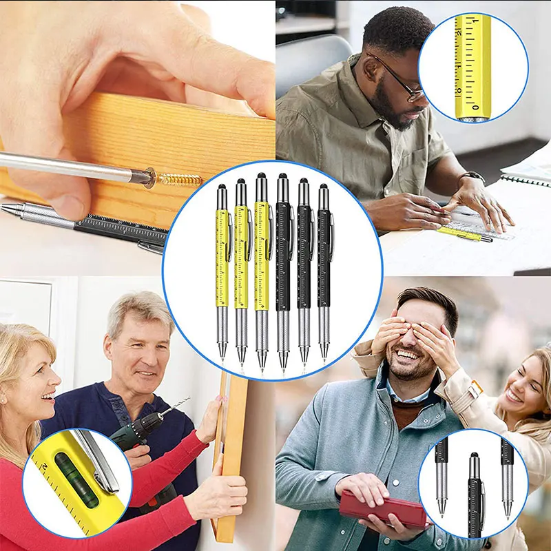 6-in-1-Multifunktions-Kugelschreiber mit Handwerkzeug, messen – Bild 3