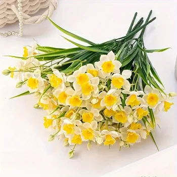 Künstliche Narzissenblumen für den Außenbereich, künstliche Blumenpflanze, UV-beständig, realistische