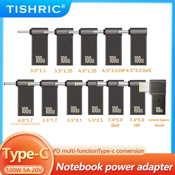 TISHRIC Laptop Power Ladegerät Netzteil Stecker Adapter PD 100W 5A USB Typ-C Buchse auf DC Stecker