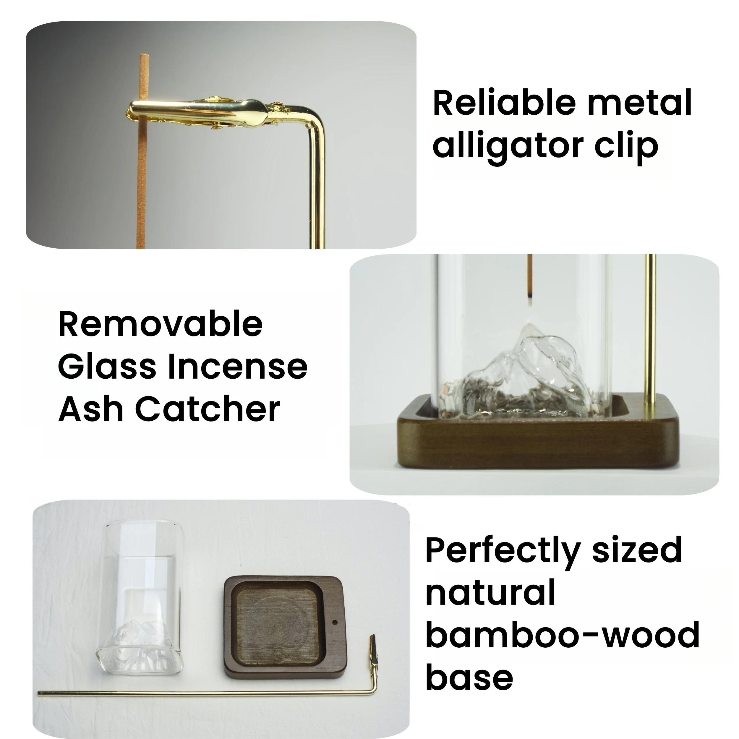 Räucherstäbchenhalter aus Holz für Stäbchen mit Glas – Bild 2