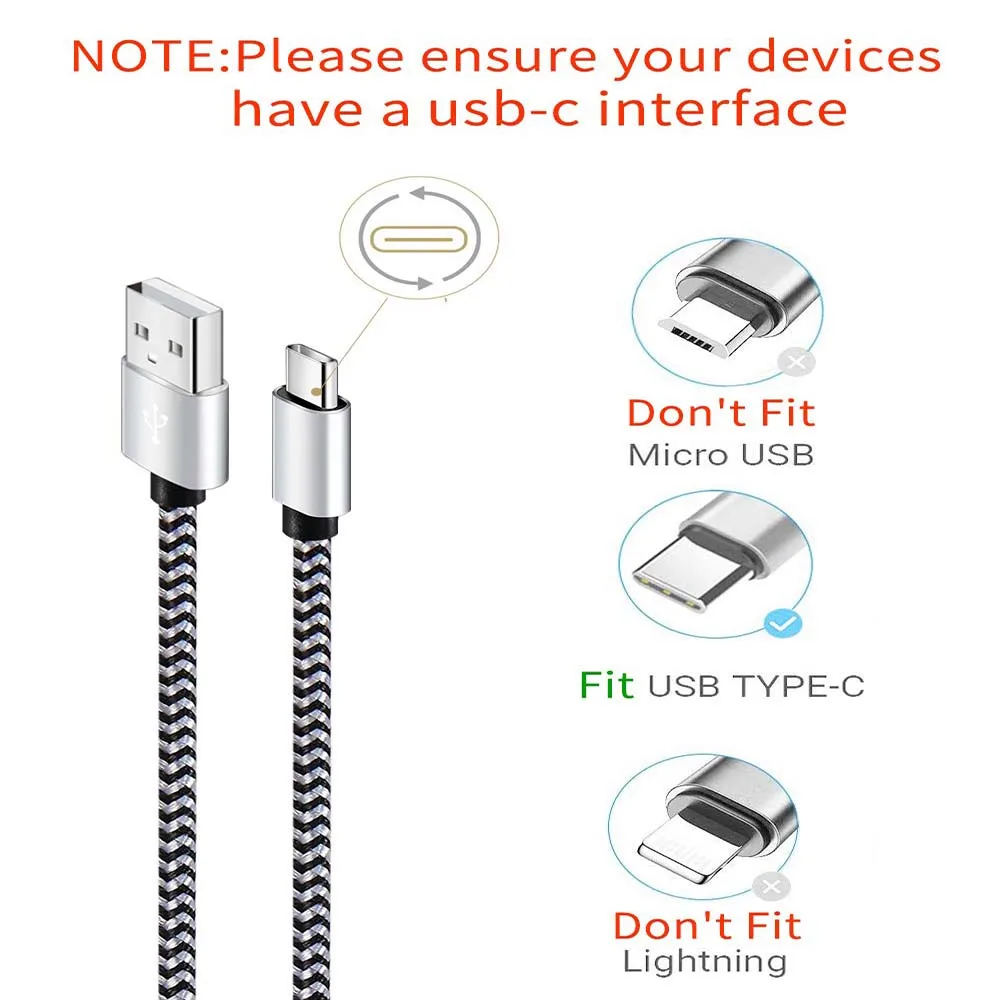 USB-C Ladekabel 2,4 A, Nylon geflochten – Bild 2