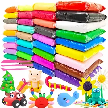 Ultraleichter Ton für Kinder, DIY-Set, 36 Farben, superweicher, lufttrockener Modelliermasse