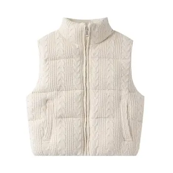 Damen Beige Ärmellose Weste Strickjacke Einfarbige Oberbekleidung Streetwear Mode 2026 Inszart Mantel