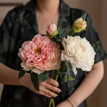 Pfingstrosen-Simulationsblumen, künstliche Blumendekorationen für Zuhause und Wohnzimmer, Esstisch-Dekoration