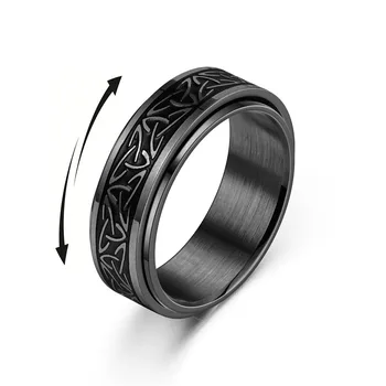 Viking Keltischer Knoten Rune Ringe Für Männer Rotierenden Edelstahl Anti Stress Angst Relife Spinning Ring