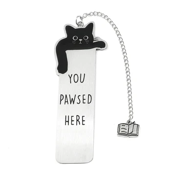 Kreatives Katzenwellen-Design mit farbenfrohem Text-Lesezeichen aus Edelstahl, das die besten Lesesegen
