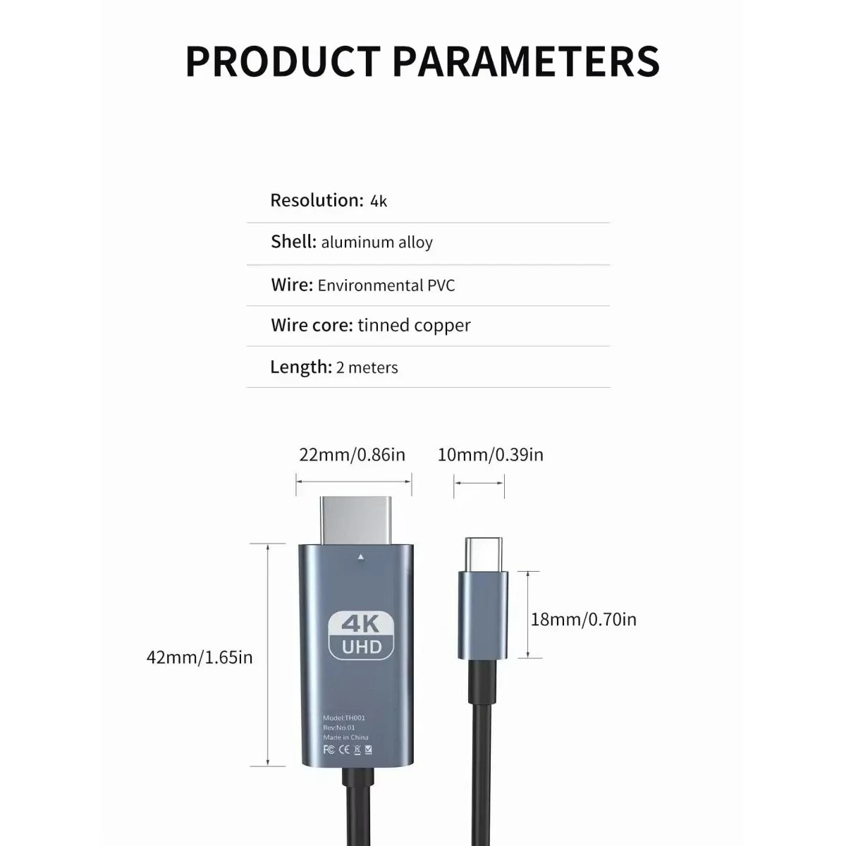 USB-C auf HDMI Kabel 4K, 2 m, Nylon – Bild 6