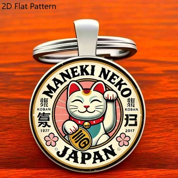 Maneki Neko Lucky Cat Schlüsselanhänger, japanischer Glücksbringer, Zinklegierung, Schlüsselanhänger