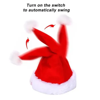Weihnachten Santa Hut Singen Tanzen Bewegen Elektrische Patchwork Hut Lustige Spielzeug Party Winter Warme