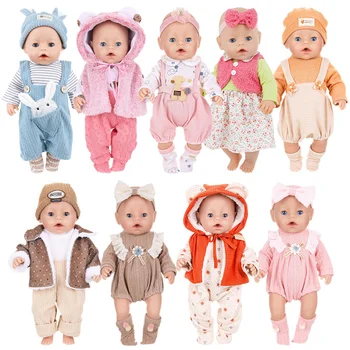 Puppe Kleidung Für 43 cm Baby Puppe Leder Jacke Hosen Jumper Strampler Set Für 18 Zoll Amerikanische Puppe