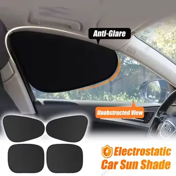 Elektrostatische Sommer-Sonnenblende für Auto-Seitenfenster, 4-lagige Sonnenschutzvorhänge, blendfrei