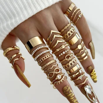 Bohemian Geometrische Knuckle Ringe Set Für Frauen Gold Silber Farbe Finger Ring Mädchen Fashion (30 Stück)