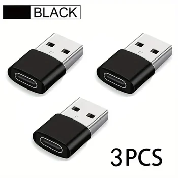 3er-Pack USB-zu-USB-C-Adapter, USB-C-Buchse auf USB-Stecker, superschnelles Laden und OTG-Konverter