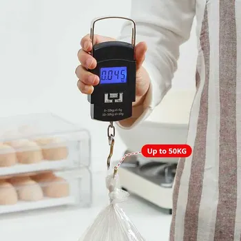 Tragbare Hängewaage für Gepäck 50kg LCD-Anzeige Digitale Reise-Kofferwaage mit Lineal