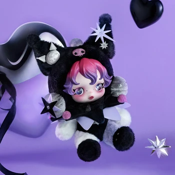 POP MART SKULLPANDA × KUROMI Plüsch-Anhänger Sanrio Sammlerstück Niedliche Figur Schlüsselanhänger