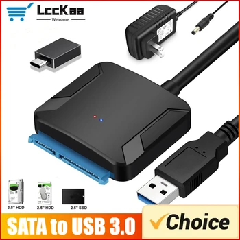 SATA-zu-USB-3.0-Adapterkabel für 2,5/3,5 Zoll SSD HDD SATA III Festplattenkonverter, unterstützt UASP mit 12 V