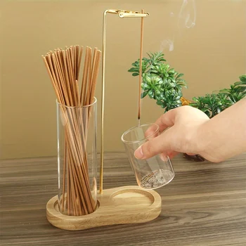 Räucherstäbchenhalter mit Ständer, Glashalter, Holztablett für Heimdekoration, Yoga, Meditation